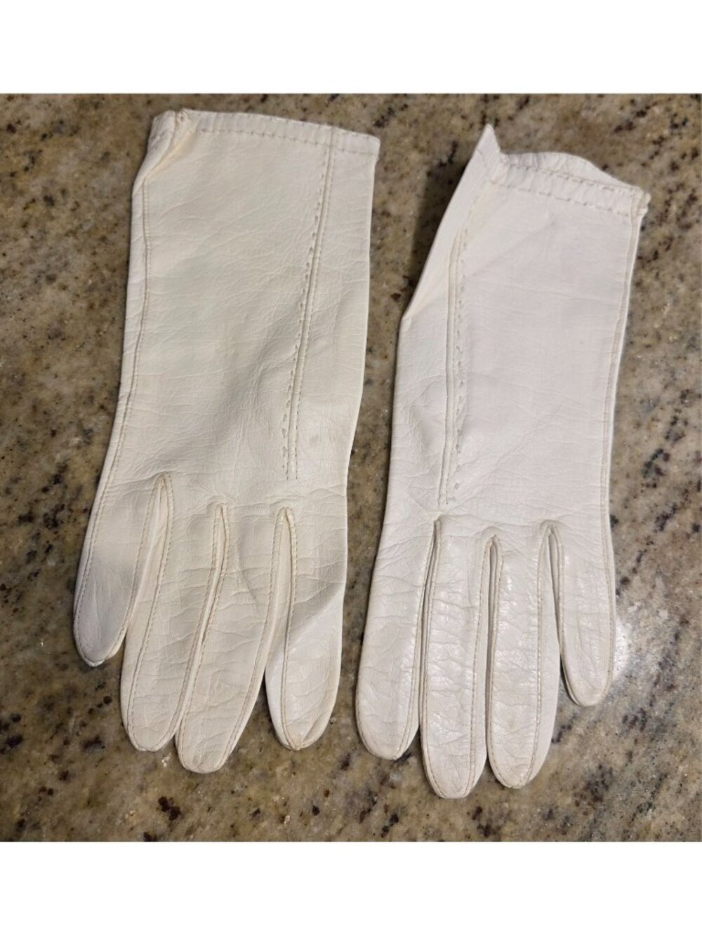 Vintage Womens Size S 6 White Soft Leather Formal Gloves Italy Bamberger